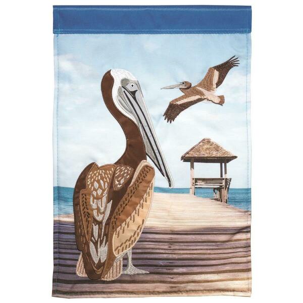 Recinto 13 x 18 in. Double Applique Pelican Polyester & Print Garden Flag RE3460597